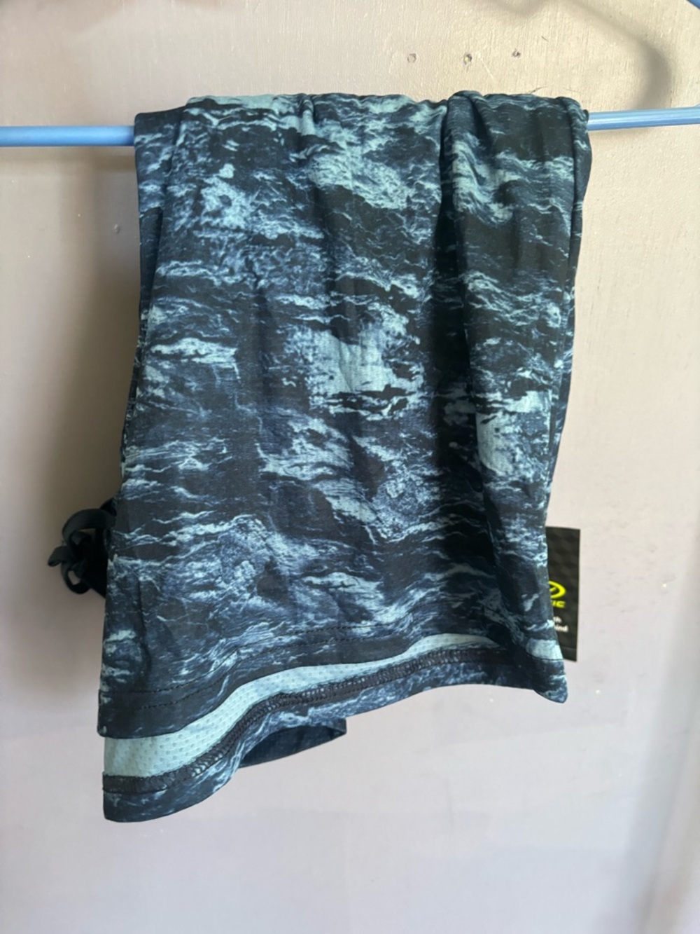 Athletic Works Men’s Athletic Shorts in Black and Light Blue Marble Print